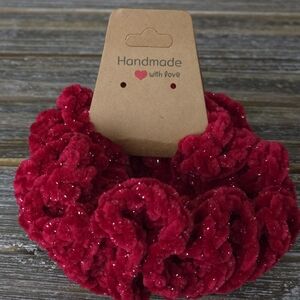 Handmade Crochet Hair Scrunchie-Red
